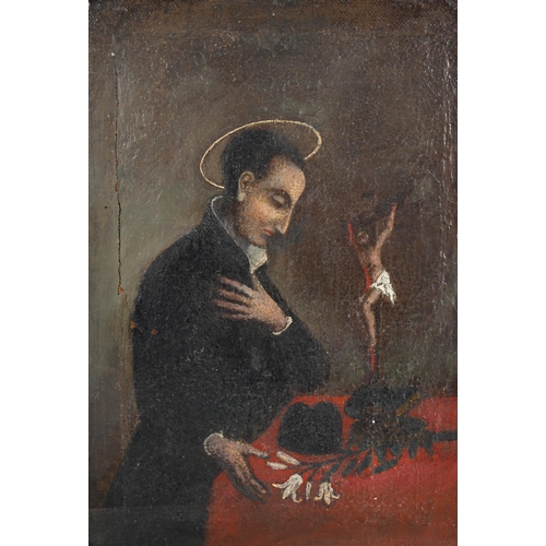 1468 - 18th century oil on canvas, study of a Saint, 29cm x 20cm, framed