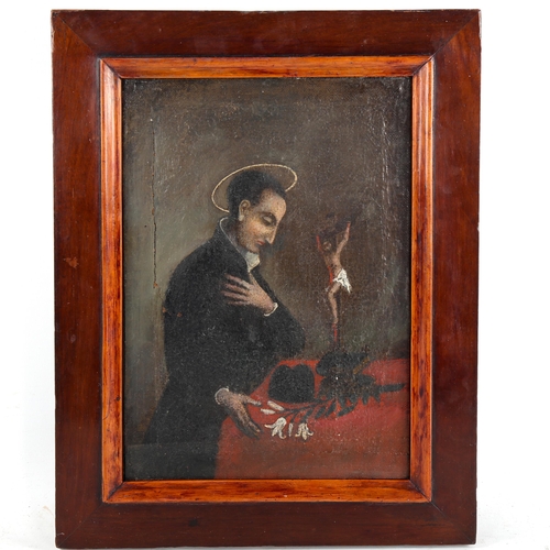 1468 - 18th century oil on canvas, study of a Saint, 29cm x 20cm, framed