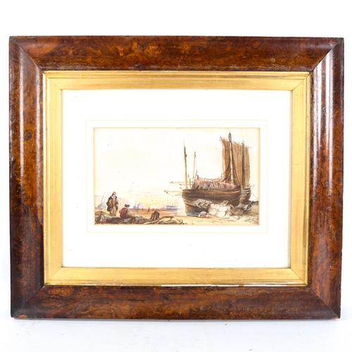 1470 - 2 19th century watercolours, coastal scenes, largest 16cm x 23cm, framed (2)