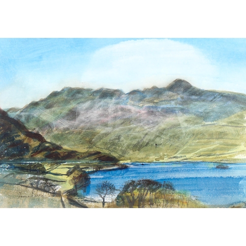 1472 - Irene Bach, 2 watercolours, landscape and coastal view, 25cm x 35cm, framed