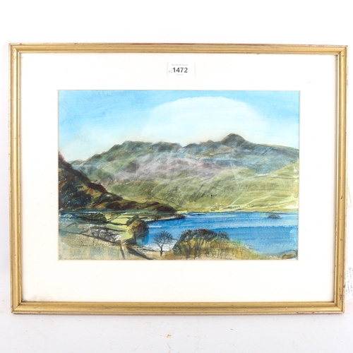 1472 - Irene Bach, 2 watercolours, landscape and coastal view, 25cm x 35cm, framed