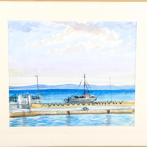 1472 - Irene Bach, 2 watercolours, landscape and coastal view, 25cm x 35cm, framed