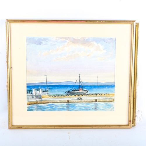 1472 - Irene Bach, 2 watercolours, landscape and coastal view, 25cm x 35cm, framed