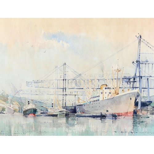 1474 - Charles Patrickson, watercolour, dockyard on the Seine, signed, inscribed verso, 33cm x 42cm, framed