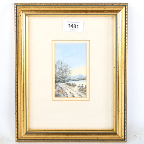 1481 - John Soar, miniature pastel drawing, winter morning, framed, overall frame dimensions 27cm x 21cm, f... 