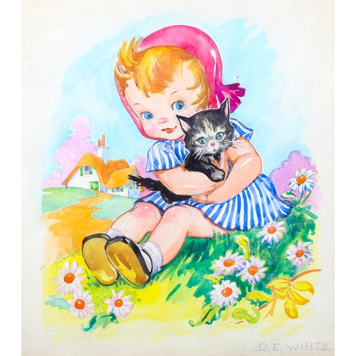 1484 - Doris White, pair of watercolours, children's story illustrations, signed, 20cm x 17cm, framed