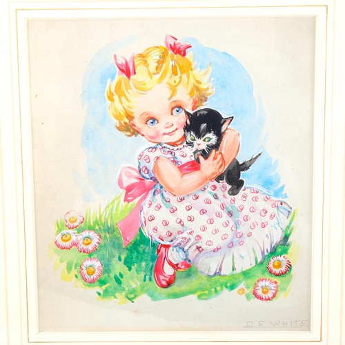 1484 - Doris White, pair of watercolours, children's story illustrations, signed, 20cm x 17cm, framed