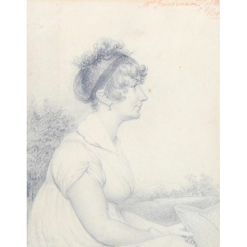 1498 - Sir George Hayter (1792 - 1871), pencil portrait of Mrs Forrisman, 13.5cm x 10.5cm, framed