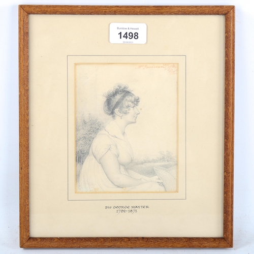 1498 - Sir George Hayter (1792 - 1871), pencil portrait of Mrs Forrisman, 13.5cm x 10.5cm, framed