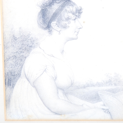 1498 - Sir George Hayter (1792 - 1871), pencil portrait of Mrs Forrisman, 13.5cm x 10.5cm, framed