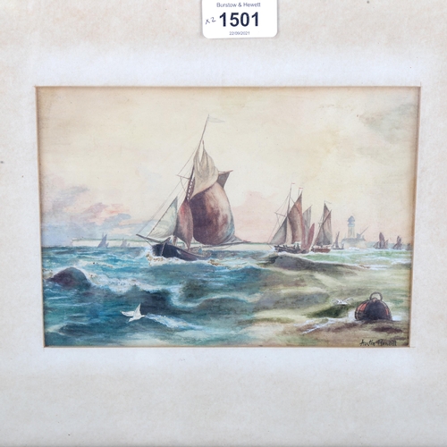 1501 - Austin Rendell, pair of watercolours, seascapes, signed, 14cm x 20cm, framed