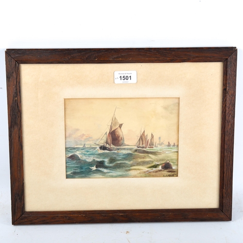 1501 - Austin Rendell, pair of watercolours, seascapes, signed, 14cm x 20cm, framed