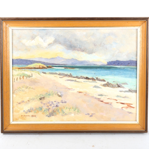 1507 - Pamela Mann, oil on canvas, the north shore, Iona, 30cm x 40cm, framed