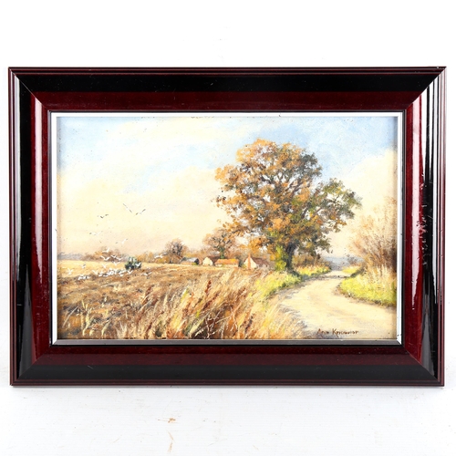 1516 - Ann Knowler, oil on board, summer's evening, signed, 19cm x 30cm, framed