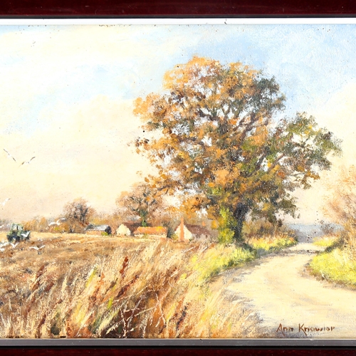 1516 - Ann Knowler, oil on board, summer's evening, signed, 19cm x 30cm, framed