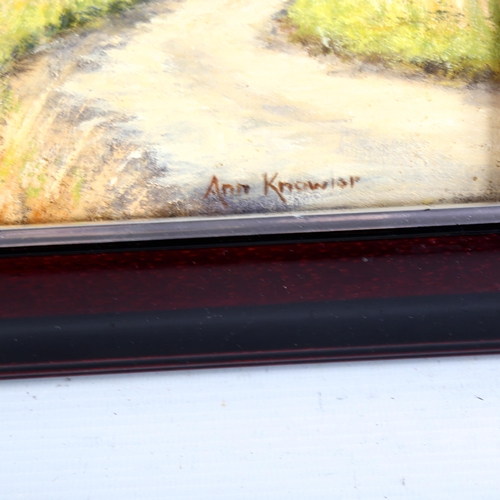 1516 - Ann Knowler, oil on board, summer's evening, signed, 19cm x 30cm, framed