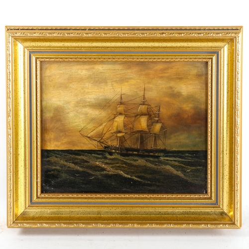 1523 - 19th century oil on panel, 3-masted barque Tangiers off Hastings, 8