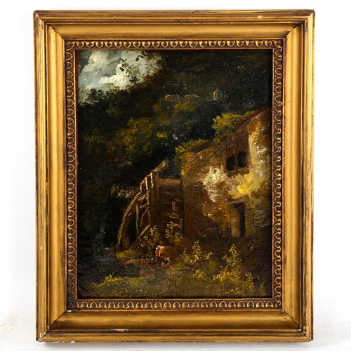 1528 - Thomas Churchyard (1798 - 1865), oil on panel, old watermill, 27cm x 21cm, framed, provenance: J S M... 