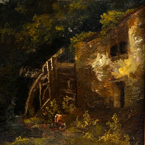 1528 - Thomas Churchyard (1798 - 1865), oil on panel, old watermill, 27cm x 21cm, framed, provenance: J S M... 