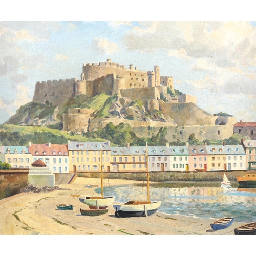 1530 - William Lambert Bell, oil on board, Mount Orgueil, signed, 30cm x 35cm, framed