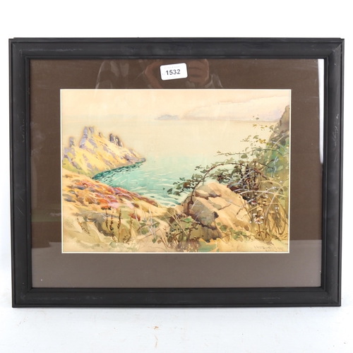 1532 - Arthur Bradbury, pair of watercolours, views on Sark, signed, 25cm x 33cm, framed