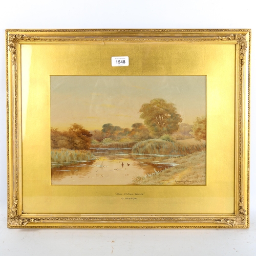 1548 - George Oyston, watercolour, near St Ives Hunts, signed, 25cm x 35cm, framed