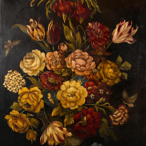 1555 - 19th century oil on canvas, Dutch style still life, signed with monogram EV, 67cm x 51cm, unframed