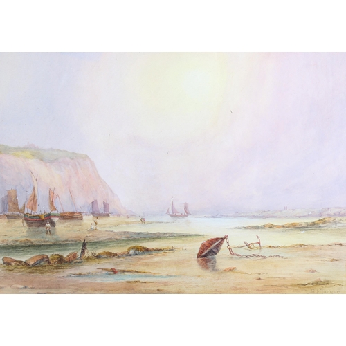 1559 - G I Turner, watercolour, coast at low tide, signed, 25cm x 36cm, framed