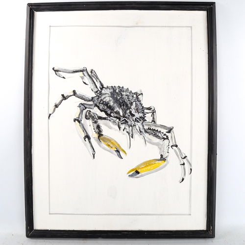 1573 - Clive Fredriksson, oil on board, crab, framed, overall frame dimensions 75cm x 59cm