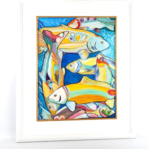 1578 - Clive Fredriksson, oil on board, fish, framed, overall frame dimensions 86cm x 71cm