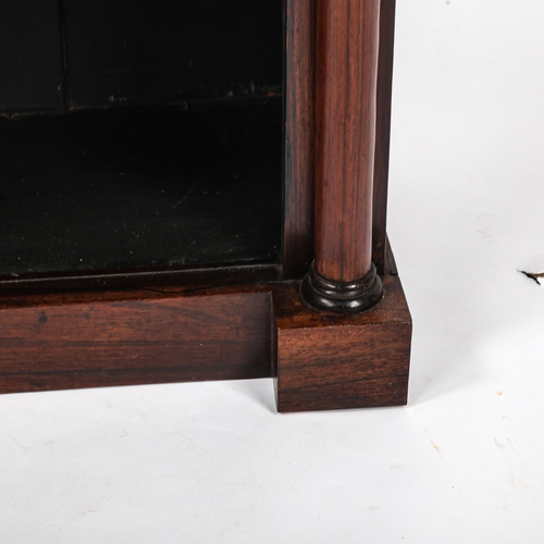 276 - A 19th century rosewood open bookcase of small size, with turned columns, width 62cm, height 87cm