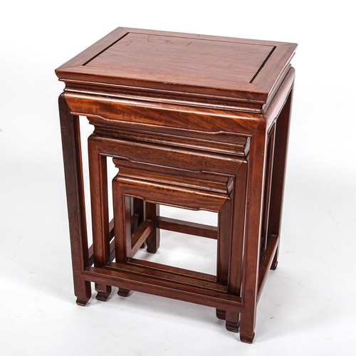 277 - A nest of 3 Chinese occasional tables, largest 40cm x 31cm