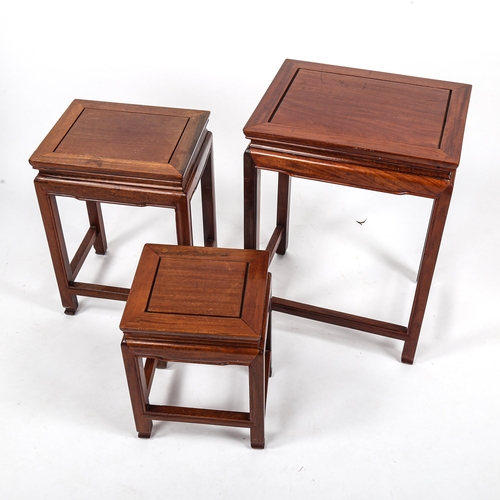 277 - A nest of 3 Chinese occasional tables, largest 40cm x 31cm