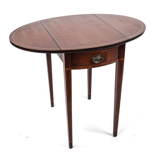 279 - A small Edwardian inlaid mahogany oval Pembroke table, length 52cm