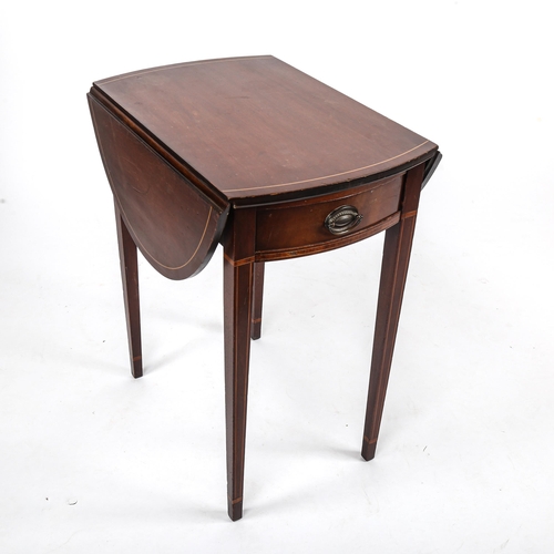 279 - A small Edwardian inlaid mahogany oval Pembroke table, length 52cm