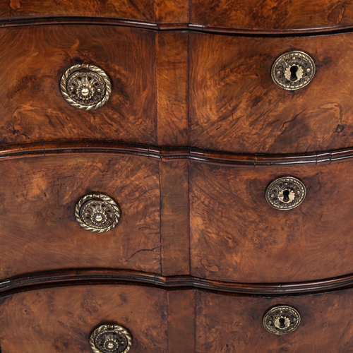 284 - A 19th century walnut serpentine-front chest of 4 long drawers of small size, width 78cm, height 80c... 