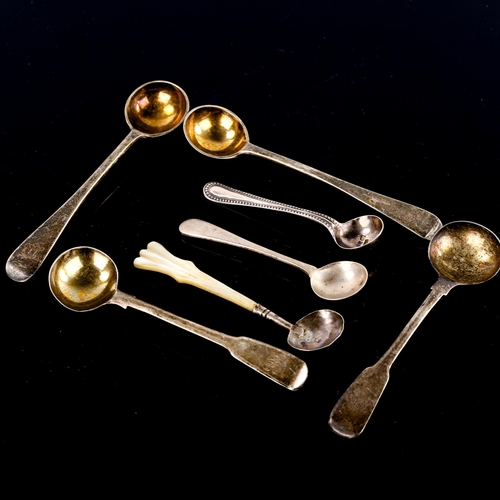 603 - Various silver cruet spoons, including 2 pairs of Georgian and Victorian salt spoons (7)