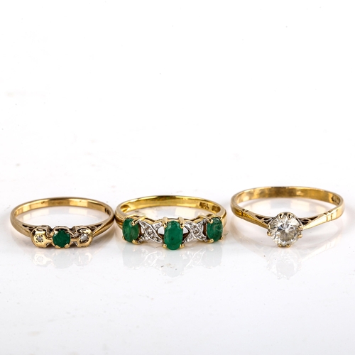 631 - 8 x 9ct gold gem set dress rings, sizes J x 2, K, L, M x 2, N and P, 15g total (8)