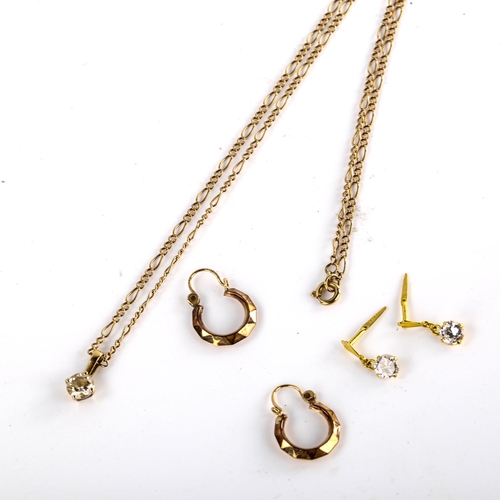 632 - Various 9ct gold jewellery, including pendant necklace and earrings, 4.1g gross (3)