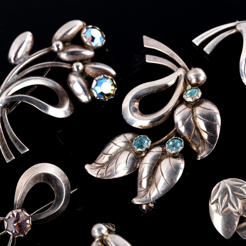 653 - HERMANN SIERSBOL - various Vintage Danish stylised sterling silver jewellery, including brooches and... 