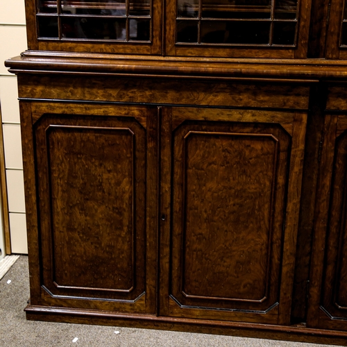 203 - A large fine George III plum pudding mahogany library bookcase, with 4 lattice glazed cabinets above... 