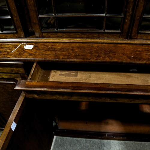 203 - A large fine George III plum pudding mahogany library bookcase, with 4 lattice glazed cabinets above... 