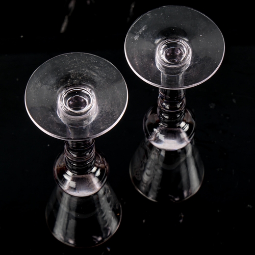 275 - A pair of George III thistle-shaped glasses, with etched monograms, height 13.5cm