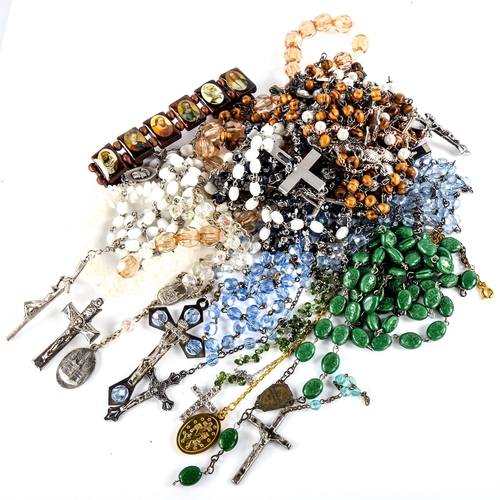 691 - A quantity of modern rosaries, cross pendants etc