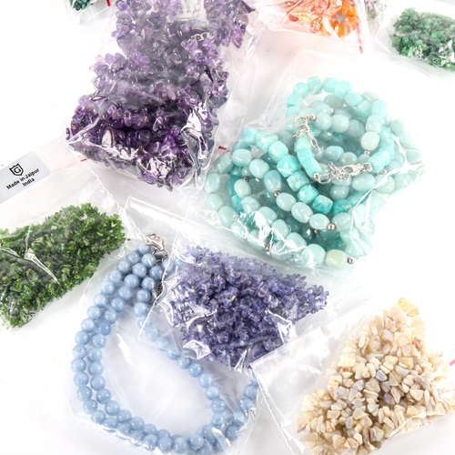 692 - A quantity of various rough-cut gem set necklaces