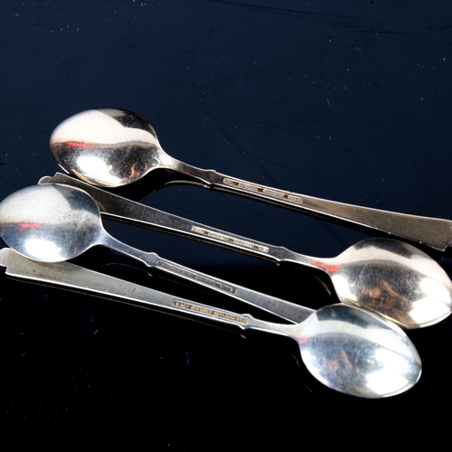 696 - EGON LAURIDSEN - 14 Danish vermeil sterling silver and harlequin enamel coffee spoons, length 9.5cm ... 