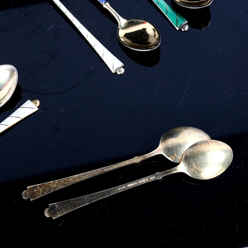 697 - EGON LAURIDSEN - a set of 12 Danish vermeil sterling silver and harlequin enamel coffee spoons, leng... 