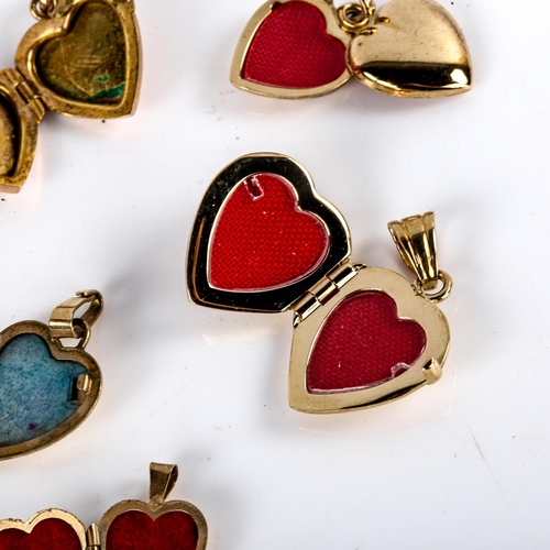 702 - 8 x 9ct gold heart locket pendants, 12.8g gross