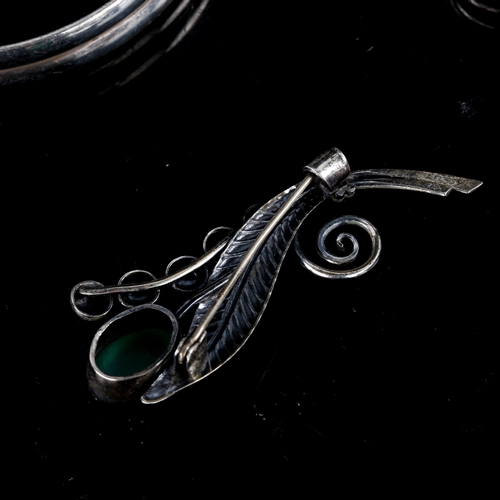 715 - Various Danish stylised silver jewellery, including cuff bracelet by Niels Erik From, chrysoprase fl... 