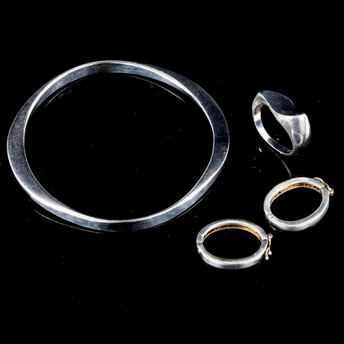 719 - Various Vintage Danish stylised sterling silver jewellery, including bangle, ring and earrings, make... 